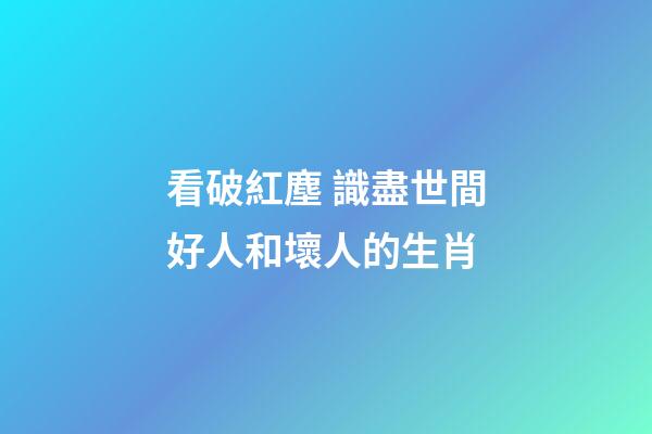 看破紅塵 識盡世間好人和壞人的生肖